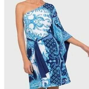 Joseph Ribkoff One Sleeve Asymmetrical Dress